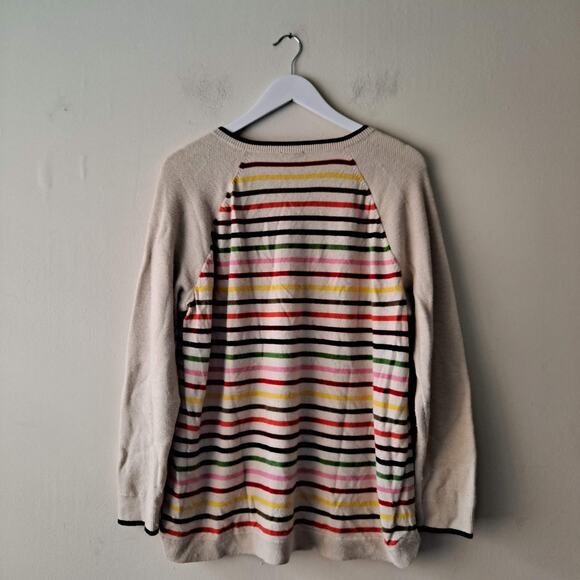 Talbots Womens Beige Multicolored Stripe Contrasting Sleeve Sweater - Size 2X - Picture 6 of 13